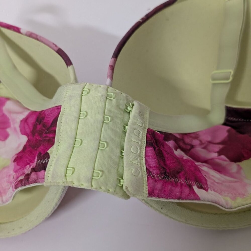Cacique Floral Boost Plunge Bra Womens Size 42DDD Green Underwire Stretch - Picture 8 of 8
